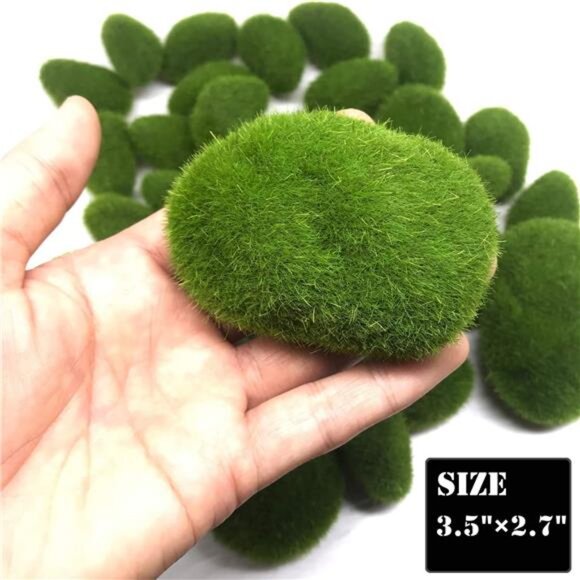 25 PCS 2 Size Artificial Moss Rocks Decorative,Green Moss Balls, Fake Moss Decor - Picture 2 of 8